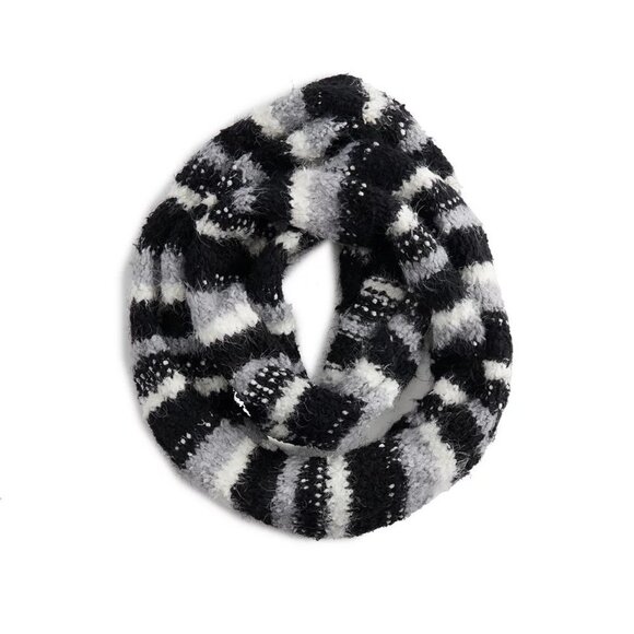 Cuddl Duds Womens Black White Striped Soft Chunky Knit Infinity Scarf New - Picture 2 of 10